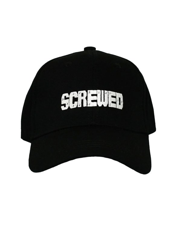 Screwed Embroidered 100% Cotton Casual Baseball Cap, Black, 1