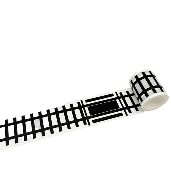 Road Railway Track Tape , 2 Inch x 16.4ft DIY Highway and Train Path , Self Adhesive Paper and Washi Material Finish , Architectural Model Building and Desktop Landscape Accessory