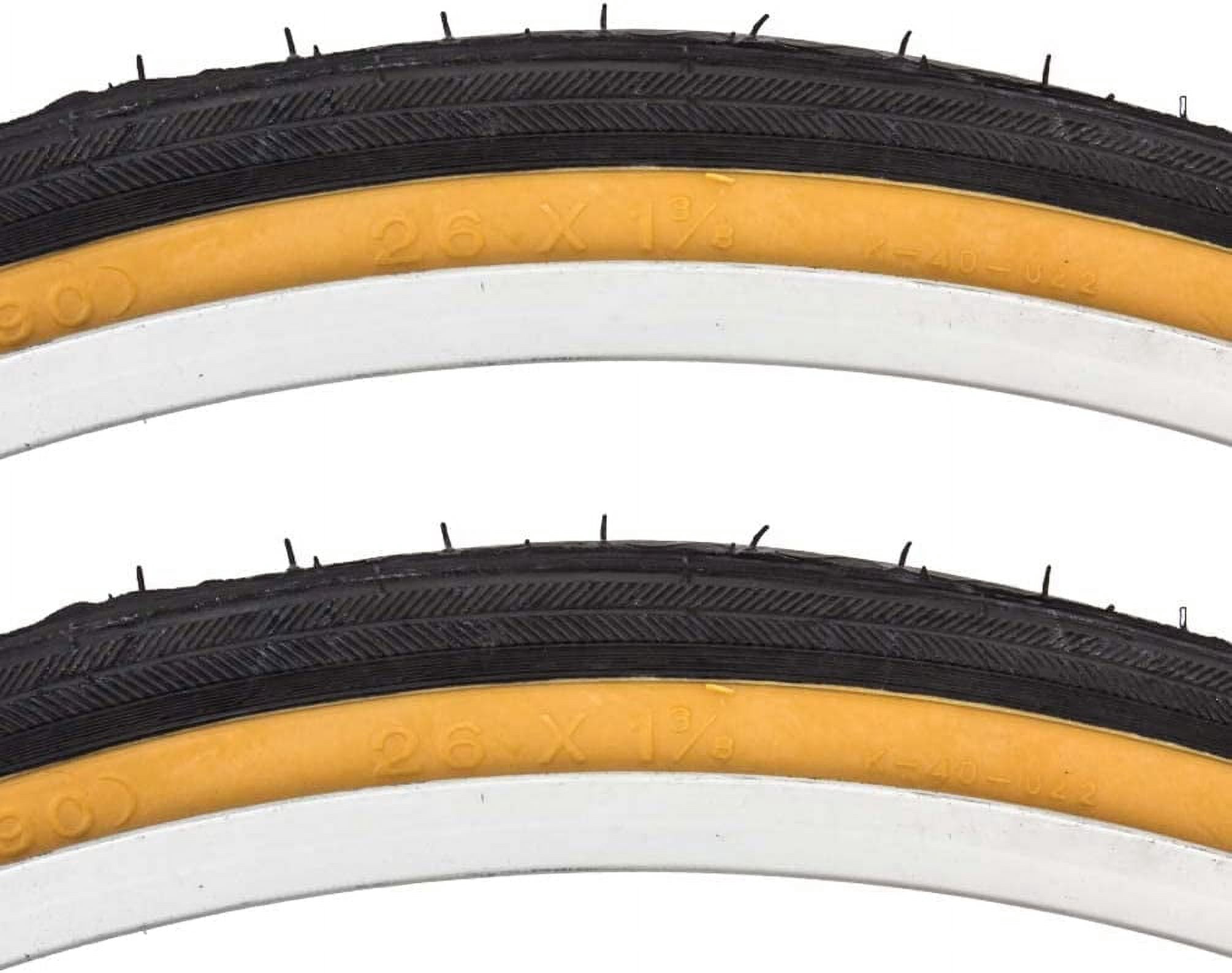 Road Raised Center Recreational Low Resistance Black Gum Wall Tire Pair 26 x 1-3/8