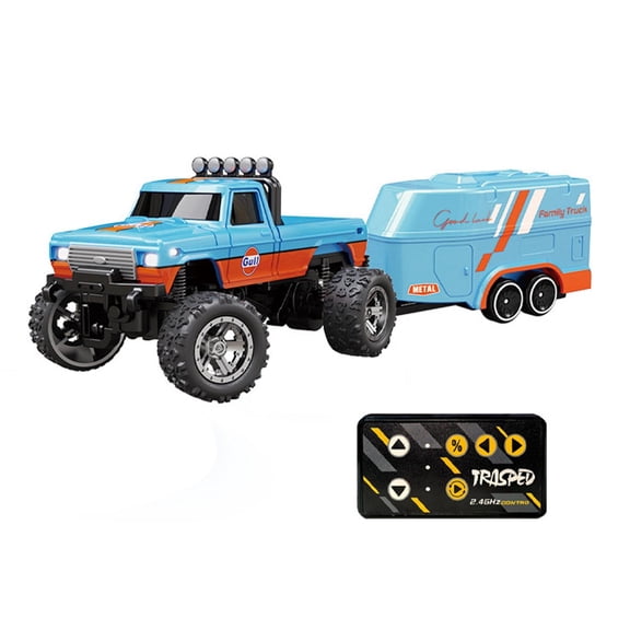 Off Road Rc Car, Remote Monster Truck, Mini Rc Car, Alloy Shell, Led LightforCar, Remote Light, Orange Blue, Rc TruckandTrailer, Rc Controller, Blue Gift Box