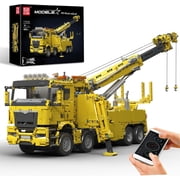 Road Rescue Crane Truck Building Blocks, APP & Remote Control Motorized Engineering Tow Truck, 4883 PCS Large Construction Vehicle Model, Advanced Mechanical Building Kit
