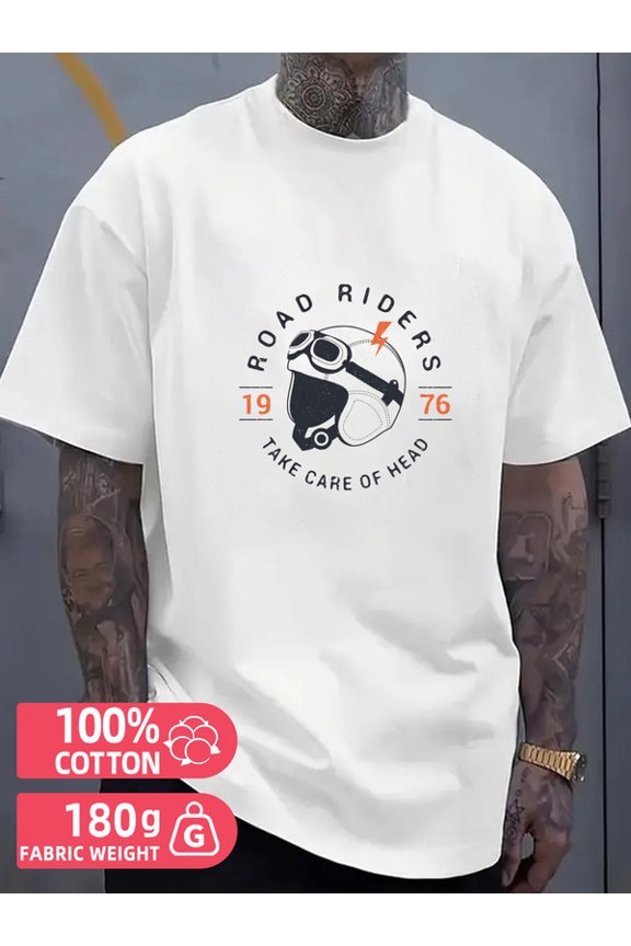 Road Riders Tee mens white 180G 100% Cotton perfect for summer outdoor activities and leisure wear Vintage Unisex Shirt Graphic tshirts Funny Unisex Shirt Short Sleeve tshirts