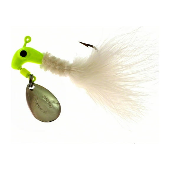 Road Runner 1003-081 Marabou Jig With Spinner 1/8 oz Chartreuse And White