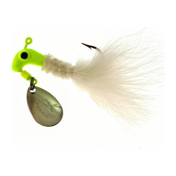 Road Runner 1004-081 Marabou Jig With Spinner 1/4 oz Chartreuse And White