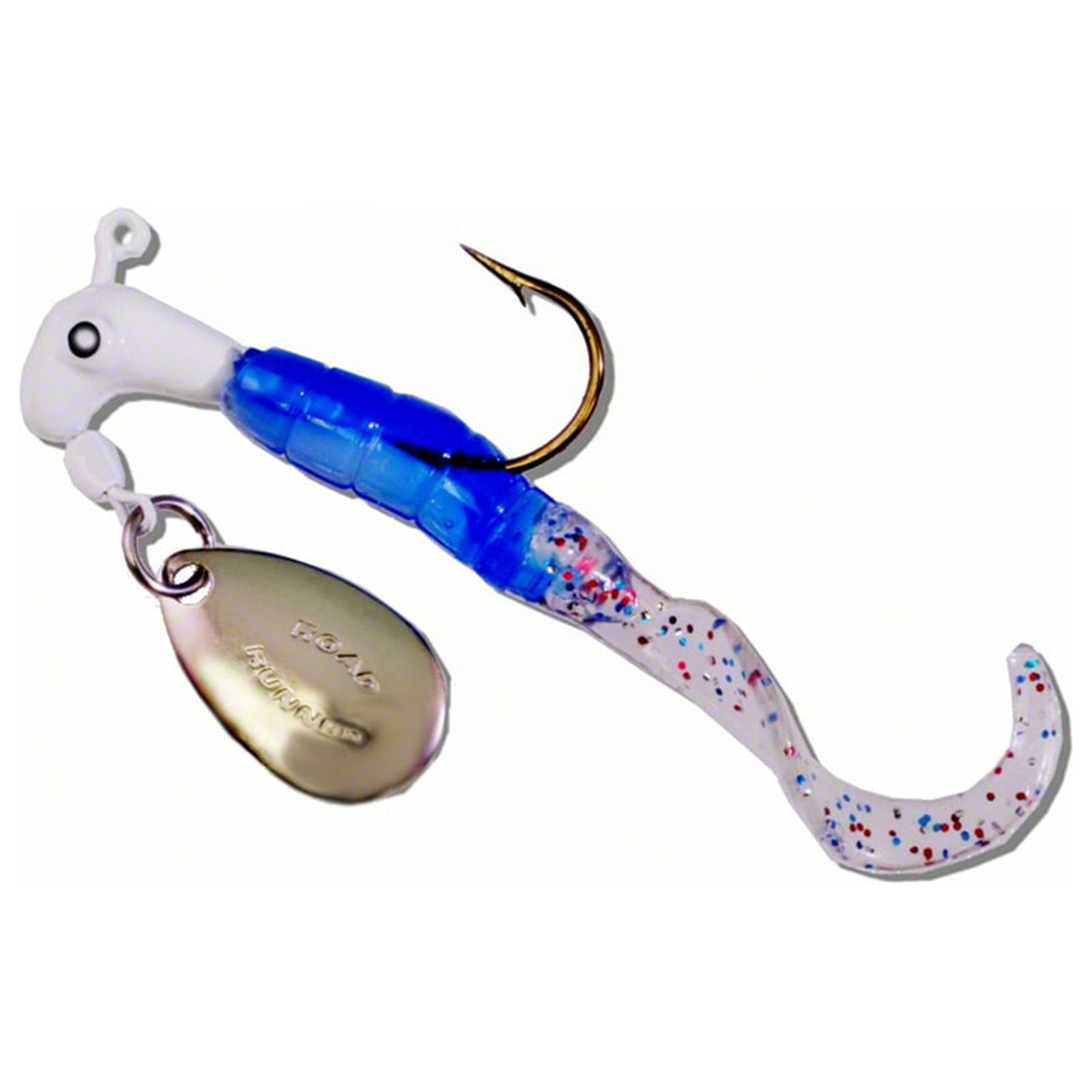 Road Runner 1603-138 Curly Tail Jig With Spinner 1/8 oz White And Blue 