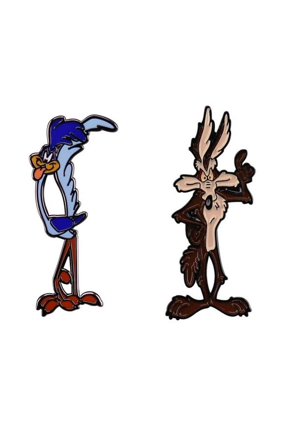 Road Runner And Wile E Coyote Characters 1.25" Tall Enamel Metal Pin Set of 2