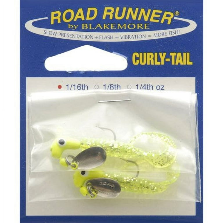 Road Runner Curly Tail Lure, Chartreuse & Spotted, 1/16 oz.