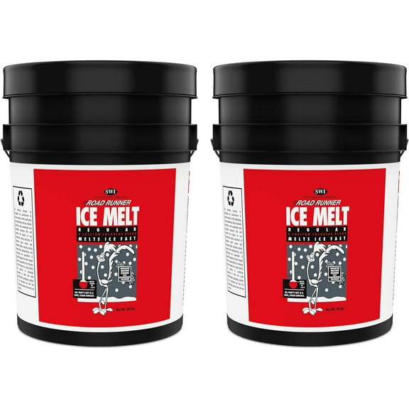 Road Runner Ice and Snow Melt Fast Acting Scotwood Industries Pail, 2 Pails of 50 Lbs Total 100 Lbs