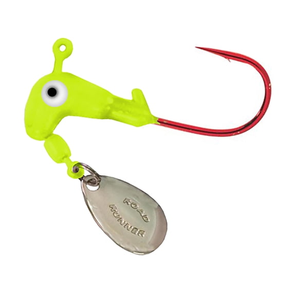 Road Runner Original Barbed Head 1/8oz Underspin Jighead Chartreuse 8PK