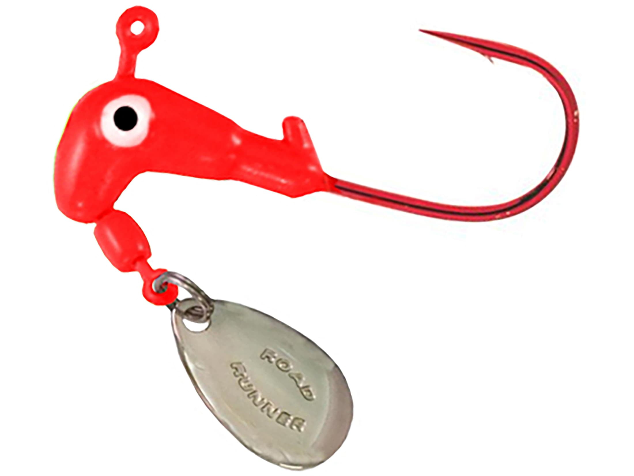 Road Runner Original Barbed Head Bleeding Bait Hook 1/16oz Underspin Jighead Fluorescent Red 4PK