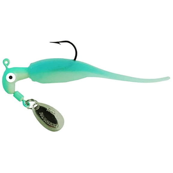 Road Runner Slab Runner Underspin with Baby Shad Jig Blue Ghost Glo 1/16 oz