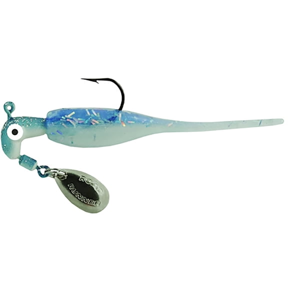Road Runner Slab Runner Underspin with Baby Shad Jig Blue Ice 1/16 oz