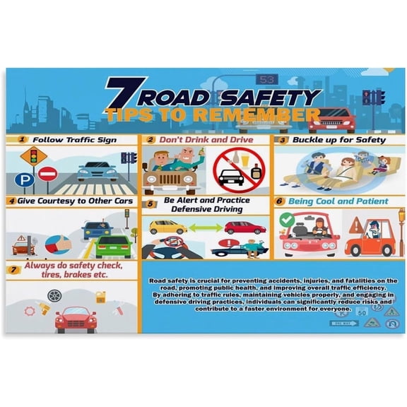Road Safety Driving Rules Infographic Poster Home Bedroom Dorm Kitchen Wall Decor School Bedroom Crafts poster