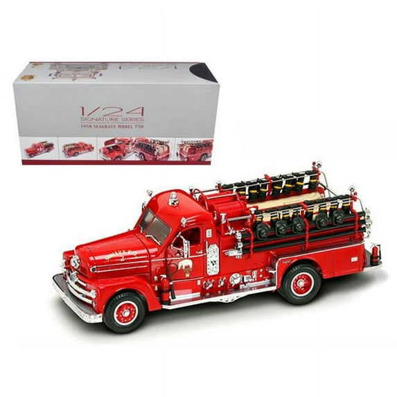 1958 Seagrave 750 Fire Engine Truck Red with Accessories 1/24 Diecast Model by Road Signature