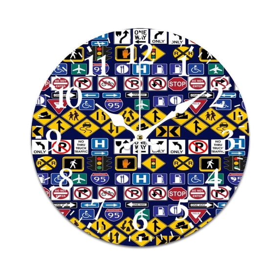 Road Signs, Regulations Signs Wall Clock Modern Design Clocks Wall ...
