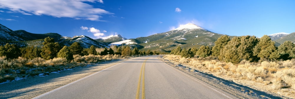 Road To Great Basin National Park Nevada in February Canvas Art - Panoramic Images (36 x 12)