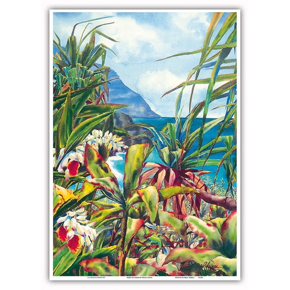 Road To Hana - Maui Hawaii - From an Original Hawaii Watercolor Painting by Peggy Chun - Master Art Print 10in x 14in