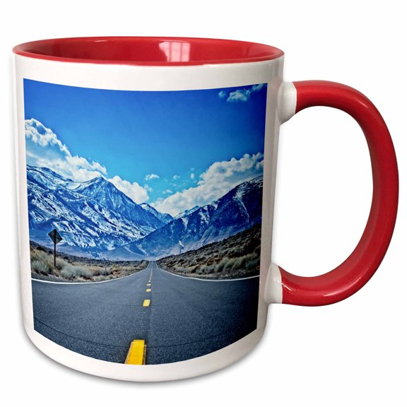 3drose, Road to the Eastern Sierras, 11oz Two-tone Red Mug