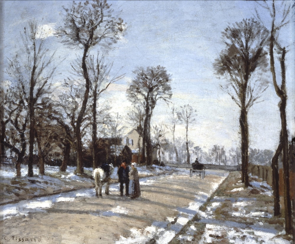 Road To Versailles At Louveciennes Winter And Snow Canvas Art - (24 x 18)