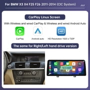 Road Top 10.25 Inch Car Touchscreen Wireless CarPlay Android Auto for BMW X3 X4 F25 F26 2011-2014 with CIC System, Car Stereo Multimedia Radio Receiver