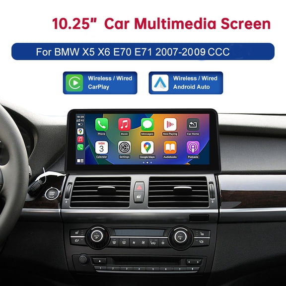 Road Top 10.25 Inch IPS Touch Screen Multimedium for BMW X5 X6 E70 E71 2007-2009 with CCC System Wireless Carplay Android Auto Bluetooth Car Radio Stereo 1920*720 Resolution Navigator