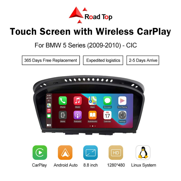 Road Top 8.8 inch Touch Screen Car Stereo for 2010-2012 BMW 5 Series E60 E90  E91 E92 E93 with CIC System Apple Carplay Android Auto Radio GPS Navigation  for Car, Portable Car
