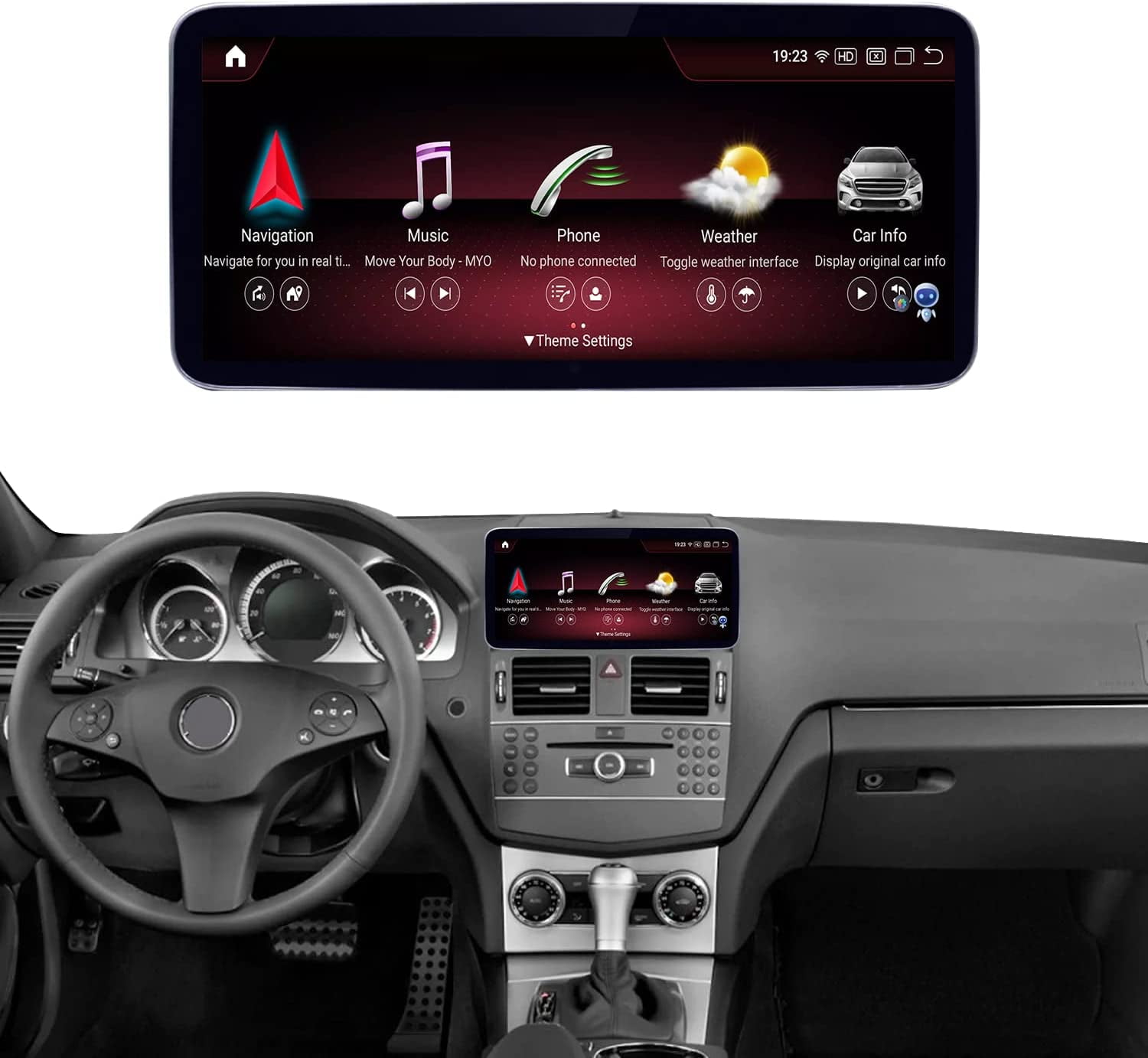 Pantalla 10.25 GPS Mercedes Benz Clase C W204 Android 12 4G LTE TR3602  CarPlay & Android Auto No Procesador Octa core 8GB RAM 64GB ROM