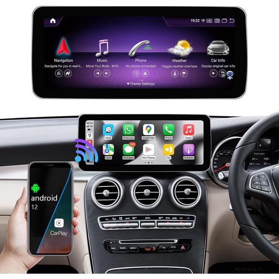 Road Top 12.3" Android 12 Car In-Dash Unit for Mercedes Benz C GLC Class W205, 6GB RAM