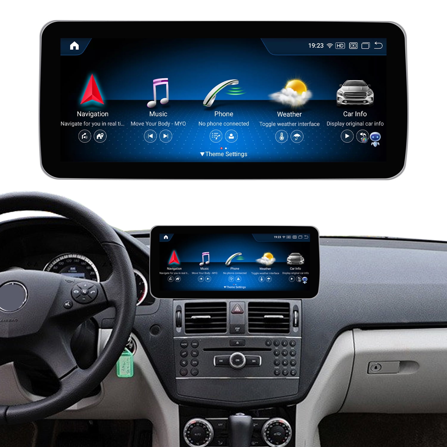 Radio de coche de 10.25 pulgadas Android 11 pantalla táctil para Mercedes  Benz Clase C, W204 2008-2014 Año NTG 4.0/4.5, 6+128G, compatible con Apple