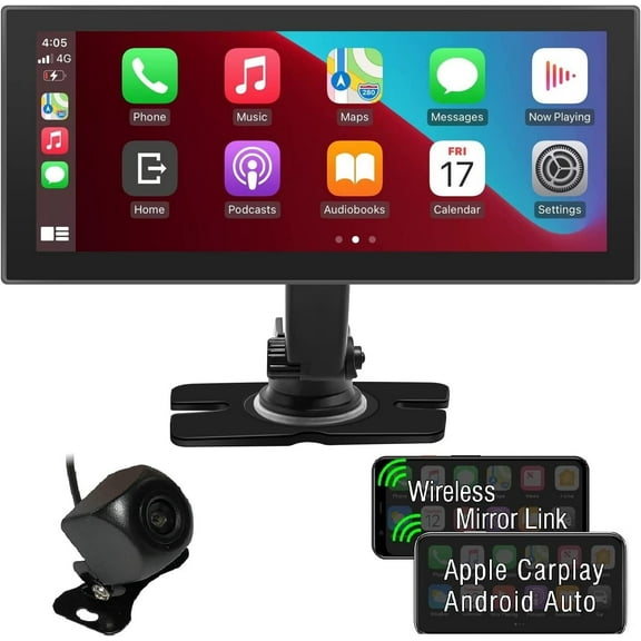Road Top Wireless Carplay & Android Auto, 8.8'' Touch Screen, Apple Carplay Car Stereo with Backup Camera, Support Mirror Link, Bluetooth 5.0, Siri, GPS Navigation, FM, Music, Video