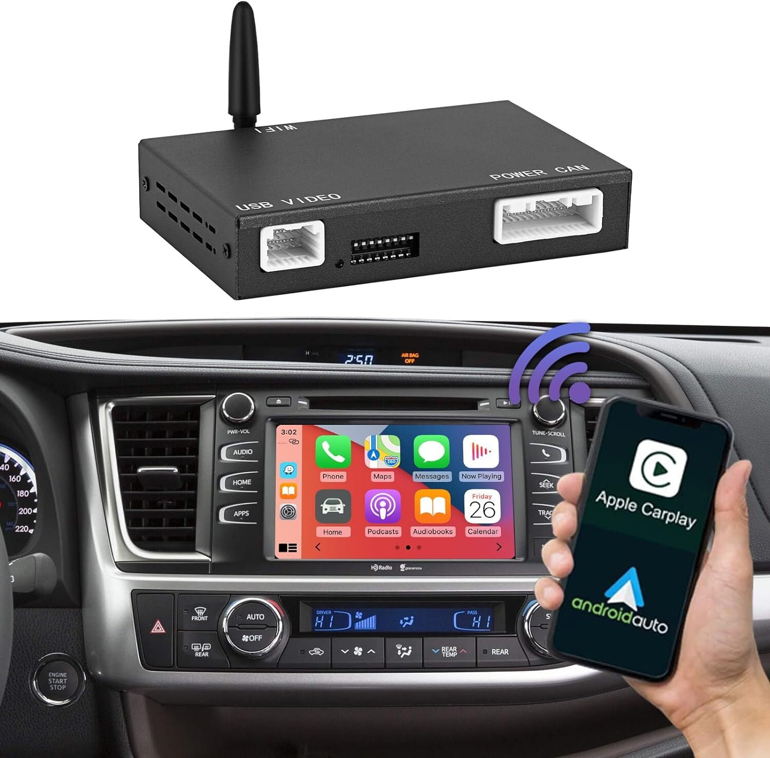 Road Top Wireless Carplay Android Auto Adapter for Toyota with Touch2