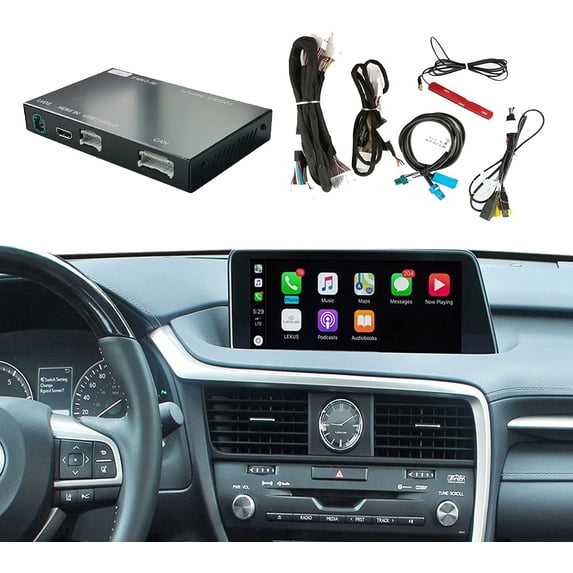 Road Top Wireless Carplay Retrofit Kit Decoder for Lexus RX NX ES GX UX LS LX RC LC GS Series 2014-2019, Support Android Auto, Mirror Link, Backup Camera, YouTube, Original Car Function