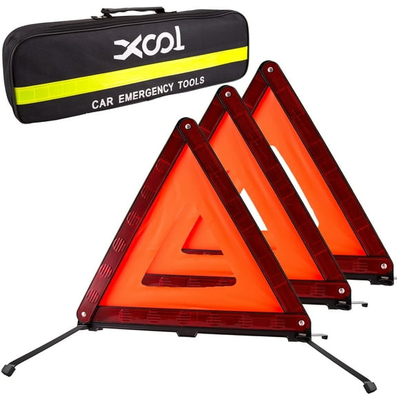 Road Triangle DOT Approved, Reflector Warning Safety Triangles Kit for Vehicles, Roadside Emergency Triangles 3 pack