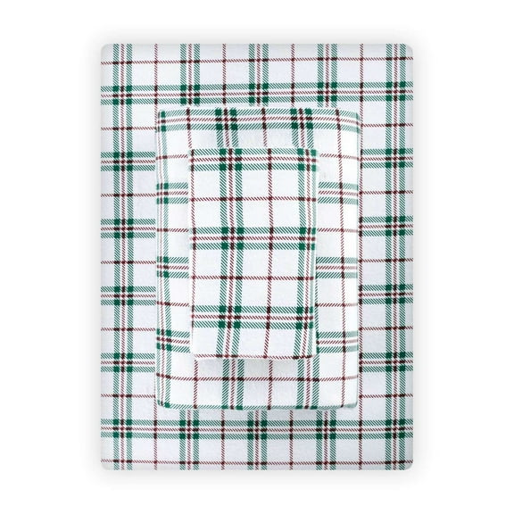 Road Trip America Flannel Sheets Set - Twill Plaid - 100% Cotton Sheets - 3 Pieces Twin Size -Christmas Sheets