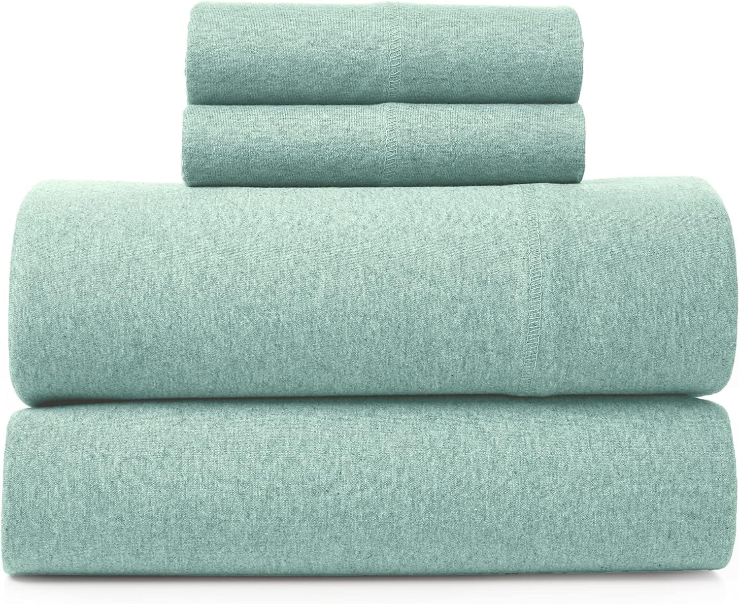 Road Trip America Jersey Sheet Set - 4 Pieces Full Cotton Sheets Set - Stretchable Ultrasoft Luxury Knit Bed Linen (Aqua, Full)