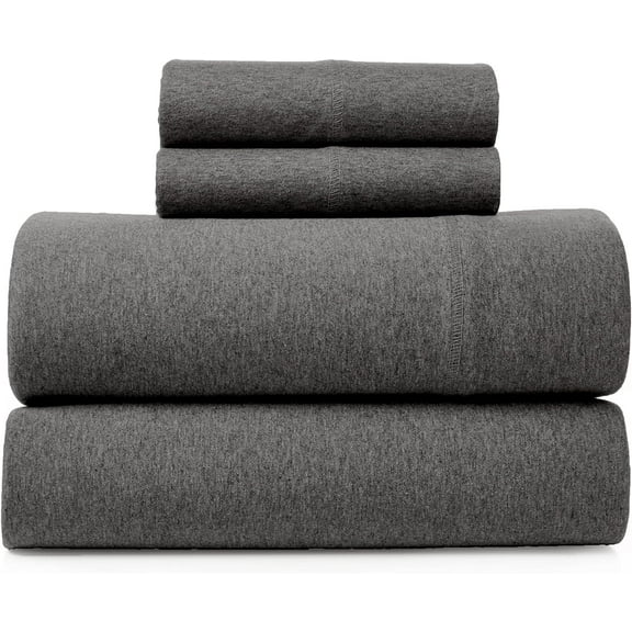 Road Trip America Jersey Sheet Set - 4 Pieces Full Cotton Sheets Set - Stretchable Ultrasoft Luxury Knit Bed Linen (Dark Gray, Full)