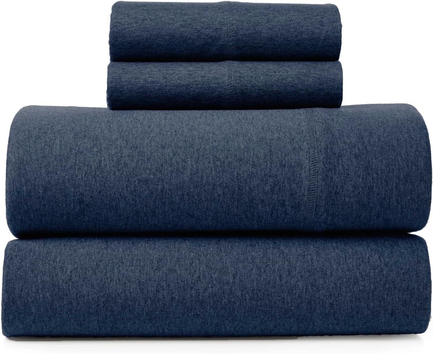 Road Trip America Jersey Sheet Set - 4 Pieces Full Cotton Sheets Set - Stretchable Ultrasoft Luxury Knit Bed Linen (Navy Blue, Full)