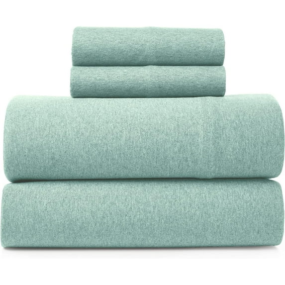Road Trip America Jersey Sheet Set - 4 Pieces King Cotton Sheets Set - Stretchable Ultrasoft Luxury Knit Bed Linen (Aqua, King)