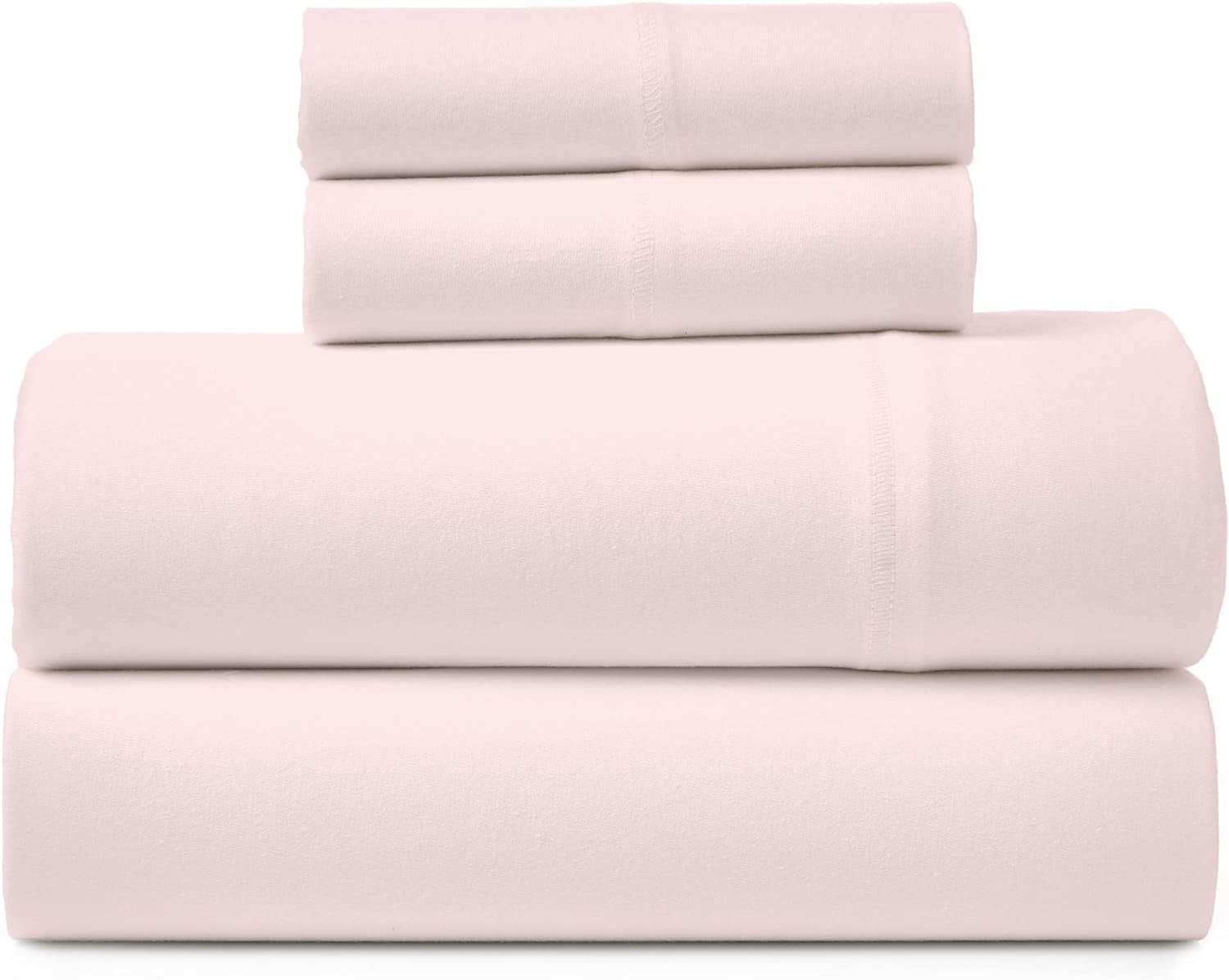 Road Trip America Jersey Sheet Set - 4 Pieces Queen Cotton Sheets Set - Stretchable Ultrasoft Luxury Knit Bed Linen (Blush, Queen)