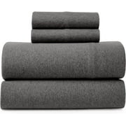 Road Trip America Jersey Sheet Set - 4 Pieces Queen Cotton Sheets Set - Stretchable Ultrasoft Luxury Knit Bed Linen (Dark Gray, Queen)