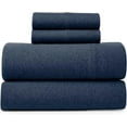 thumbnail image 1 of Road Trip America Jersey Sheet Set - 4 Pieces Queen Cotton Sheets Set - Stretchable Ultrasoft Luxury Knit Bed Linen (Navy Blue, Queen), 1 of 5