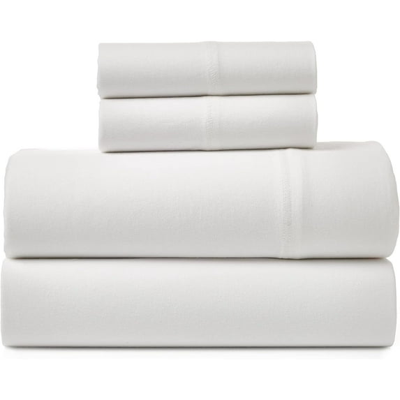 Road Trip America Jersey Sheet Set - 4 Pieces Queen Cotton Sheets Set - Stretchable Ultrasoft Luxury Knit Bed Linen (White, Queen)