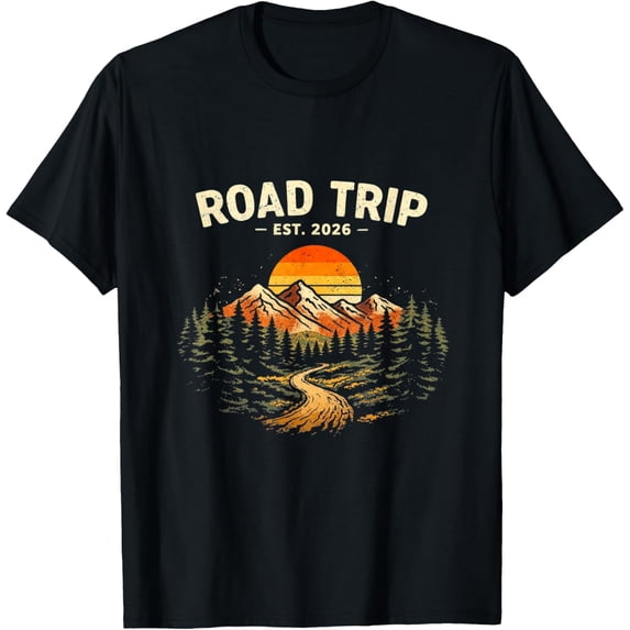 Road Trip Est. 2026 Family Vacation Travel Spring Break T-Shirt- Classic Unisex 100% Cotton Crew Neck T-Shirt Breathable Casual Everyday Wear Affordable Graphic Free shipping t shirts