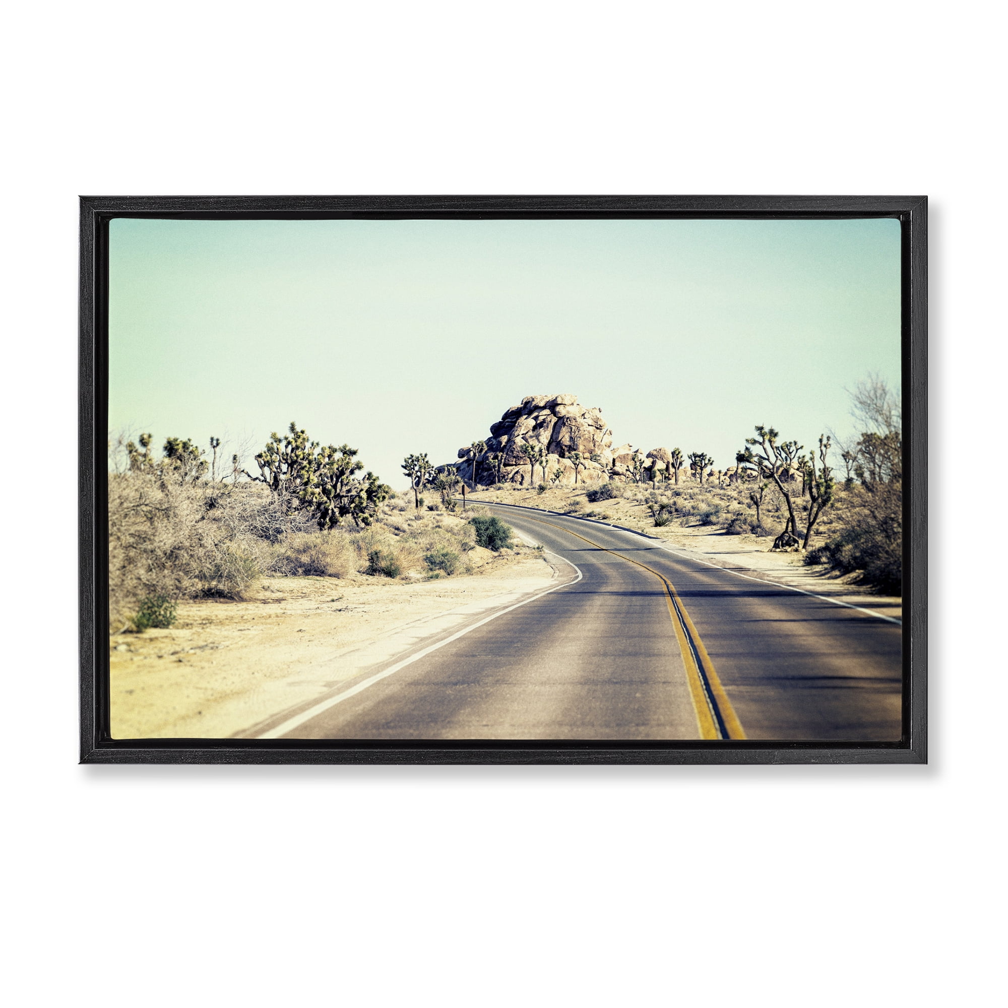 Road Trip Joshua Tree Park Black Framed Floater Canvas Wall Art, design by Joseph S Giacalone