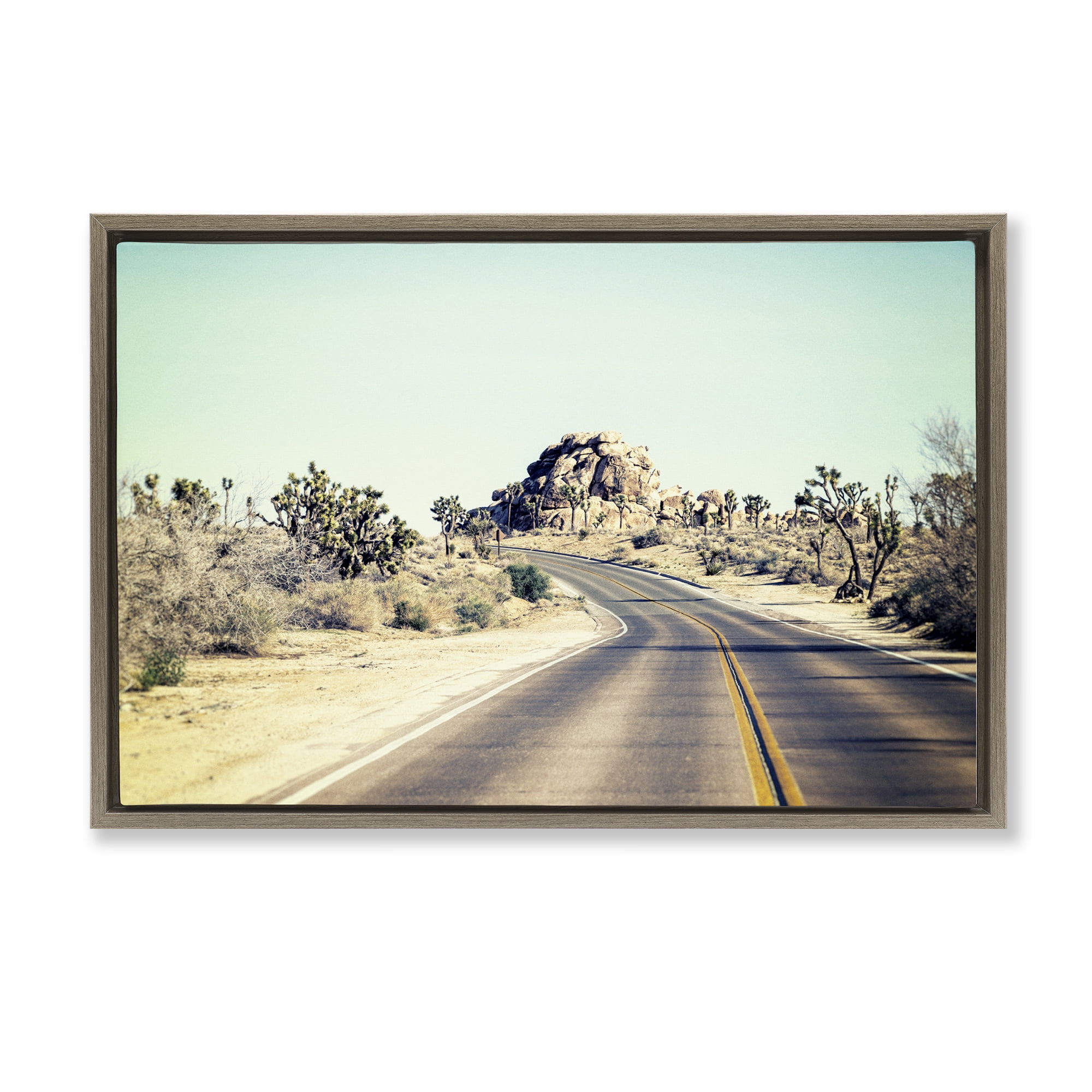 Road Trip Joshua Tree Park Brown Framed Floater Canvas Wall Art, design by Joseph S Giacalone