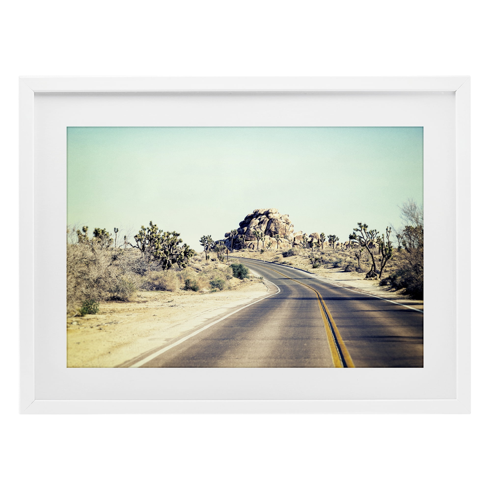 Road Trip Joshua Tree Park White Framed Print Under Glass, design by Joseph S Giacalone