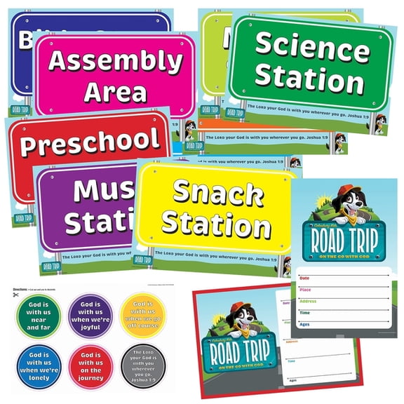 Vbs 2025 Road Trip Activity Center Signs & Publicity Pack: On the Go with God, (Hardcover)