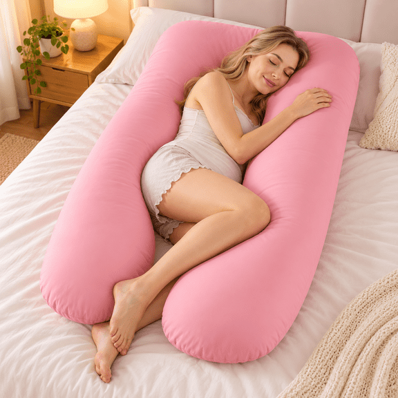 Road Trip Pillow for Adults, Large U-Shaped Car Body Pillow with Removable Cover, Soft Full-Body Support Cushion for Passenger Travel, Side Sleeping, Bed and Home