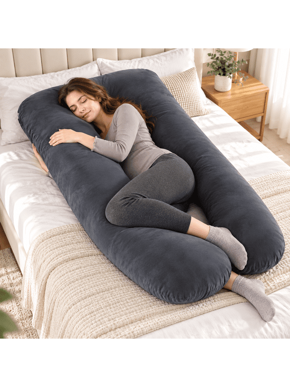 Road Trip Pillow for Adults, Large U-Shaped Car Body Pillow with Removable Cover, Soft Full-Body Support Cushion for Passenger Travel, Side Sleeping, Bed and Home