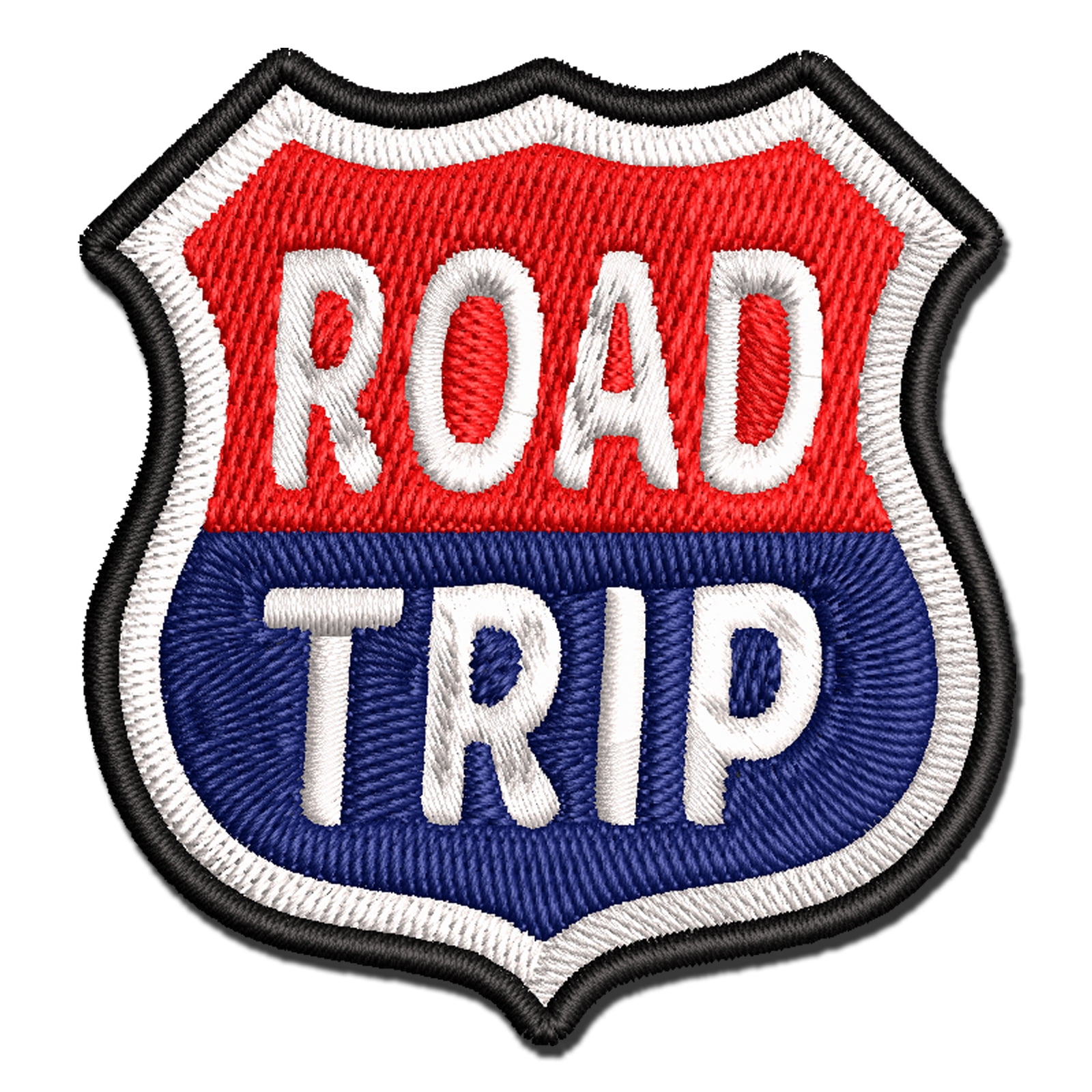 Road Trip Route Sign Travel Applique Multi-Color Embroidered Iron-On Patch - 3.5 Inch Large
